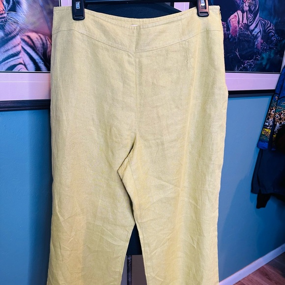Talbots Lime Green High Rise 100% Linen Pants with side zipper size 12 - Picture 1 of 8